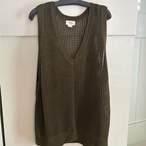 Anthropologie Olive Green V-Neck Beachy Sweater tank